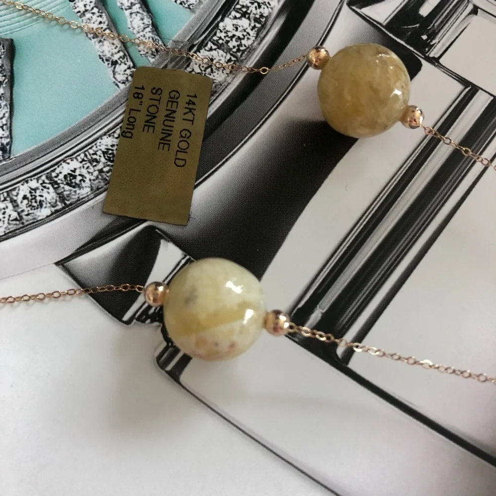 Necklace—14KT Gold Genuine Stone